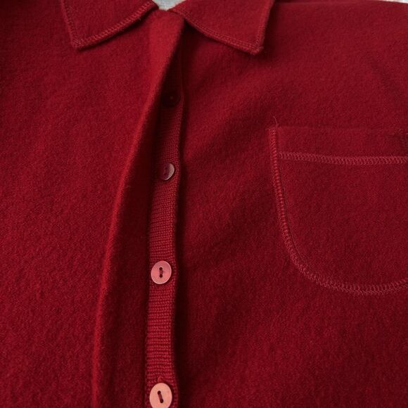 Vtg Pierre Cardin Womens Large Wool Red Shacket Sweater Chore Coat Holiday READ - Picture 5 of 15